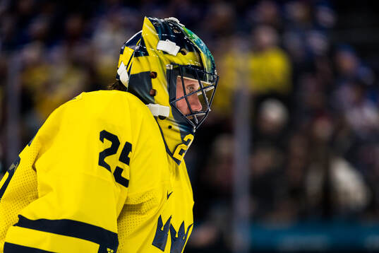 Goaltender Jacob Markström of Sweden in the men's ice