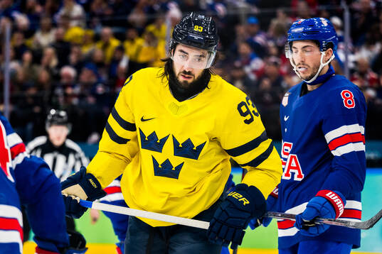 Mika Zibanejad of Sweden looks dejected in the men's ice