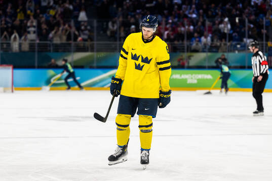 Philip Broberg of Sweden looks dejected in the men's ice
