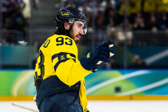 Mika Zibanejad of Sweden celebrates