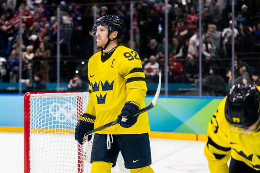 Gabriel Landeskog of Sweden looks dejected