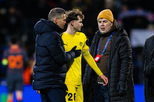 Head coach Kjetil Knutsen of Bodø/Glimt and Håkon Evjen