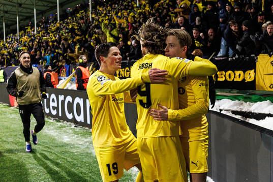 Jens Petter Hauge of Bodø/Glimt celebrate with teammates