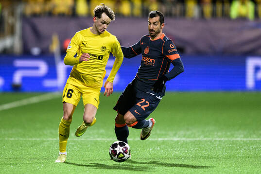 Jostein Gundersen of Bodø/Glimt and Henrikh Mkhitaryan of