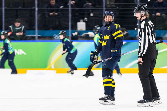 Anna Kjellbin of Sweden looks dejected in the women's ice