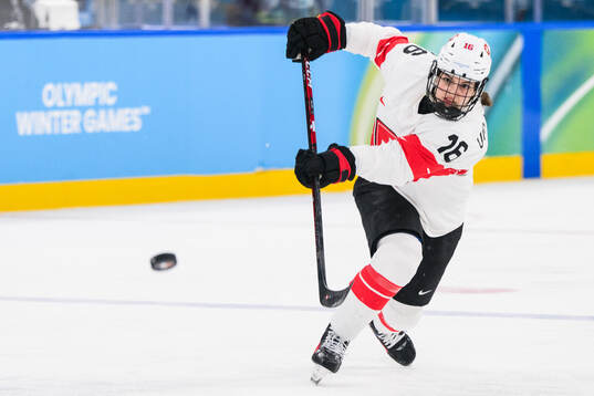 Nicole Vallario of Switzerland in the women's ice hockey