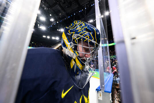 Goaltender Ebba Svensson Träff of Sweden in the women's