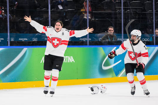 Alina Muller of Switzerland celebrates