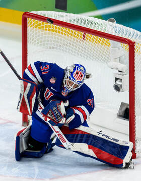 goaltender Aerin Frankel of USA in the women's ice hockey