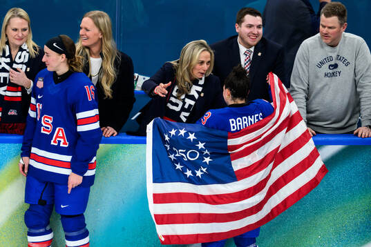 Ellen Hughes and Cayla Barnes of USA
