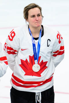 Marie-Philip Poulin of Canada at the medal ceremony