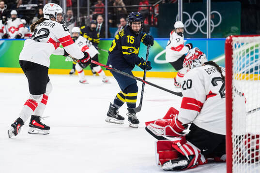 Lisa Johansson of Sweden and Alessia Baechler and