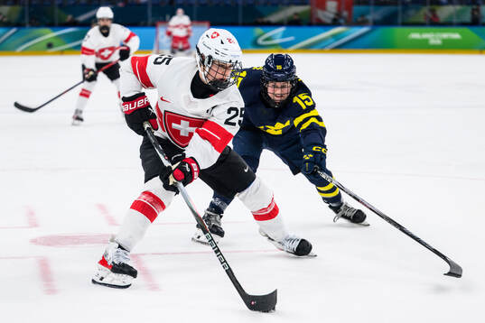Alina Muller of Switzerland and Lisa Johansson of Sweden in