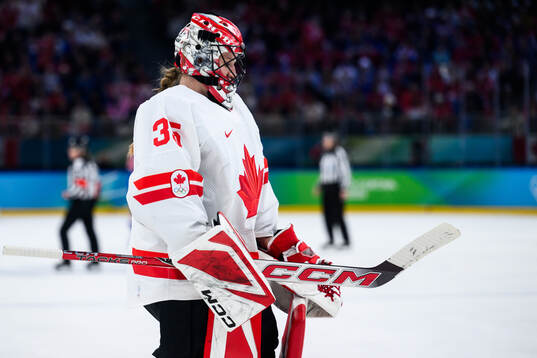 goaltender Ann-Renee Desbiens of Canada in the women's ice