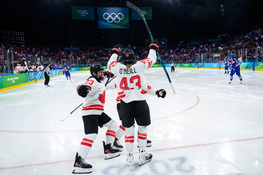 Kristin O'Neill of Canada celebrates