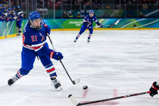 Hilary Knight of USA in the women's ice hockey final game