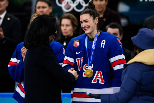Megan Keller of USA at the medal ceremony