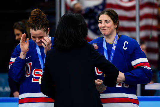 Hilary Knight of USA at the medal ceremony