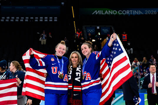 Grace Zumwinkle, Ellen Hughes and Taylor Heise of USA