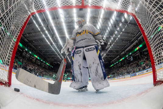 HV71s målvakt Felix Sandström deppar