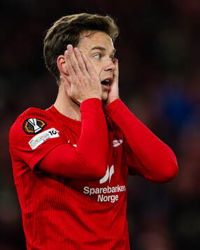 Felix Horn Myhre of Brann looks dejected