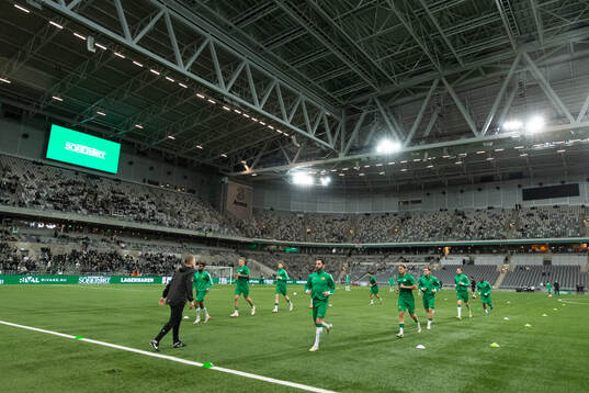 Hammarbys spelare värmer upp