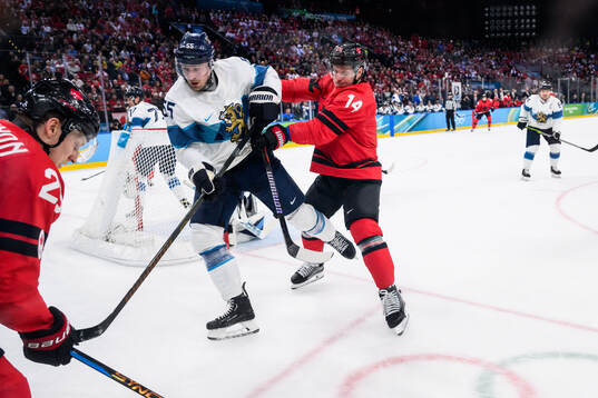 Rasmus Ristolainen of Finland and Bo Horvat of Canada in