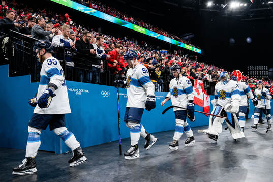 Nikolas Matinpalo, Mikko Rantanen, Sebastian Aho and