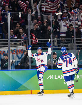 Jack Eichel of USA celebrates