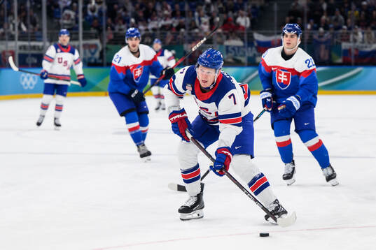 Brady Tkachuk of USA in the men's ice hockey semifinal game