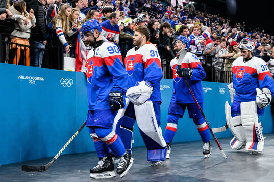 Tomas Tatar, goaltender Samuel Hlavaj and Peter Ceresnak of
