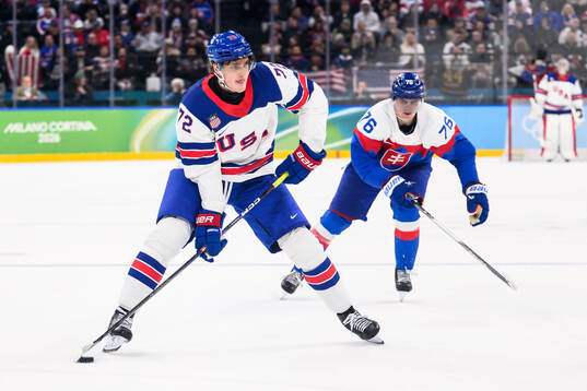Tage Thompson of USA and Martin Pospisil of Slovakia in the