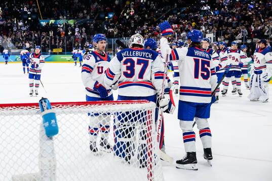 Jake Sanderson, goaltender Connor Hellebuyck and Noah