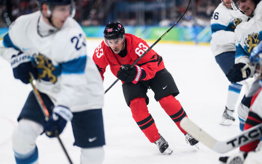 Brad Marchand of Canada in the men's ice hockey semifinal