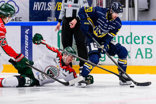 HV71s Lukas Rousek och Frölundas Max Lindholm