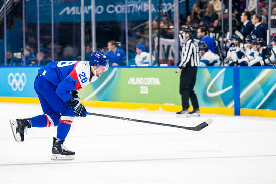 Martin Gernat of Slovakia in the men's ice hockey bronze
