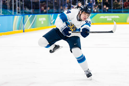 Kaapo Kakko of Finland in the men's ice hockey bronze medal