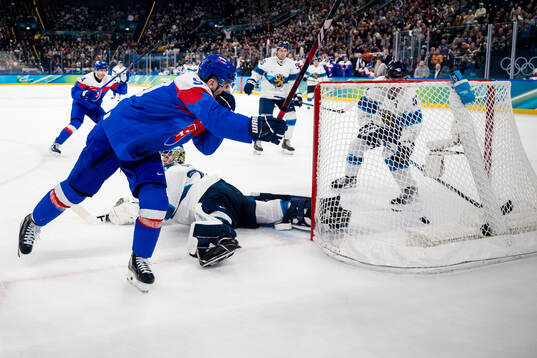 Tomas Tatar of Slovakia celebrates scoring 1-2 in the men's