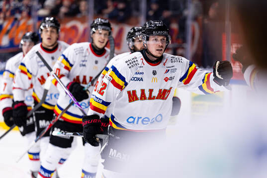 Malmö Redhawks Linus Öberg jublar