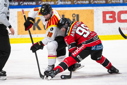 Brynäs Johan Larsson och Luleås Pontus Andreasson tekar