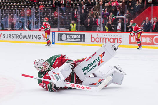Modos målvakt Adam Werner jublar
