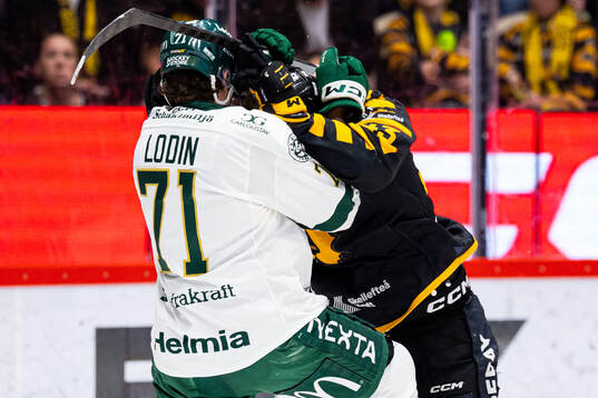 Färjestads Viktor Lodin och Skellefteås Max Krogdahl