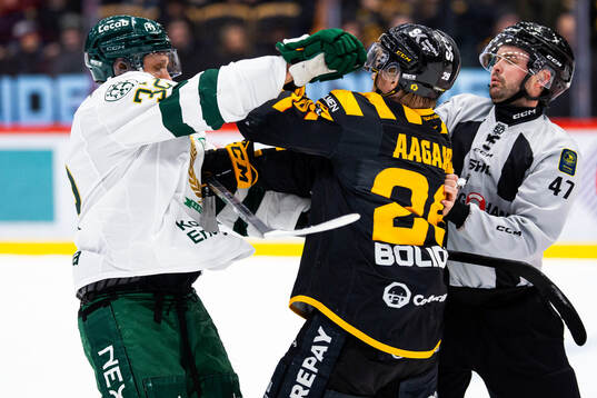 Färjestads Magnus Nygren och Skellefteås Mikkel Aagaard