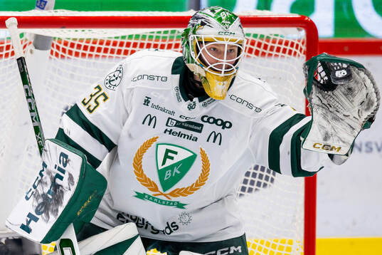 Färjestads målvakt Melker Thelin