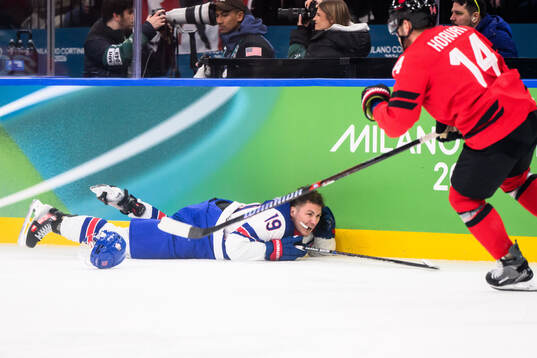 Matthew Tkachuk of USA in the men's ice hockey final