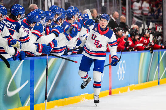 Matt Boldy of USA celebrates