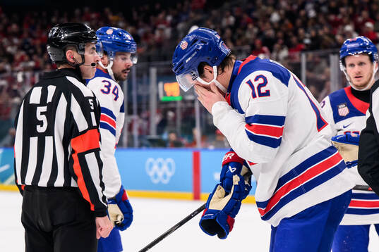 Matt Boldy of USA in the men's ice hockey final between