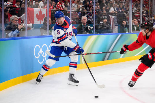 Jack Eichel of USA in the men's ice hockey final between