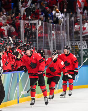 Cale Makar of Canada celebrates