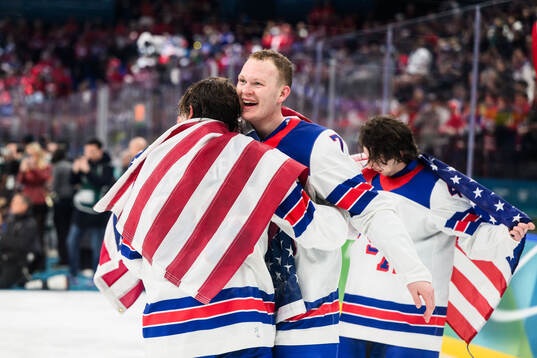 Brady Tkachuk of USA celebrates